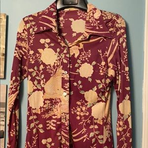 Vintage bird print blouse